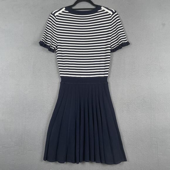 Draper James Dress Womens Small Striped Pleated Knit Short Sleeve Casual Summer - Picture 2 of 8